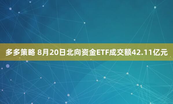 多多策略 8月20日北向资金ETF成交额42.11亿元